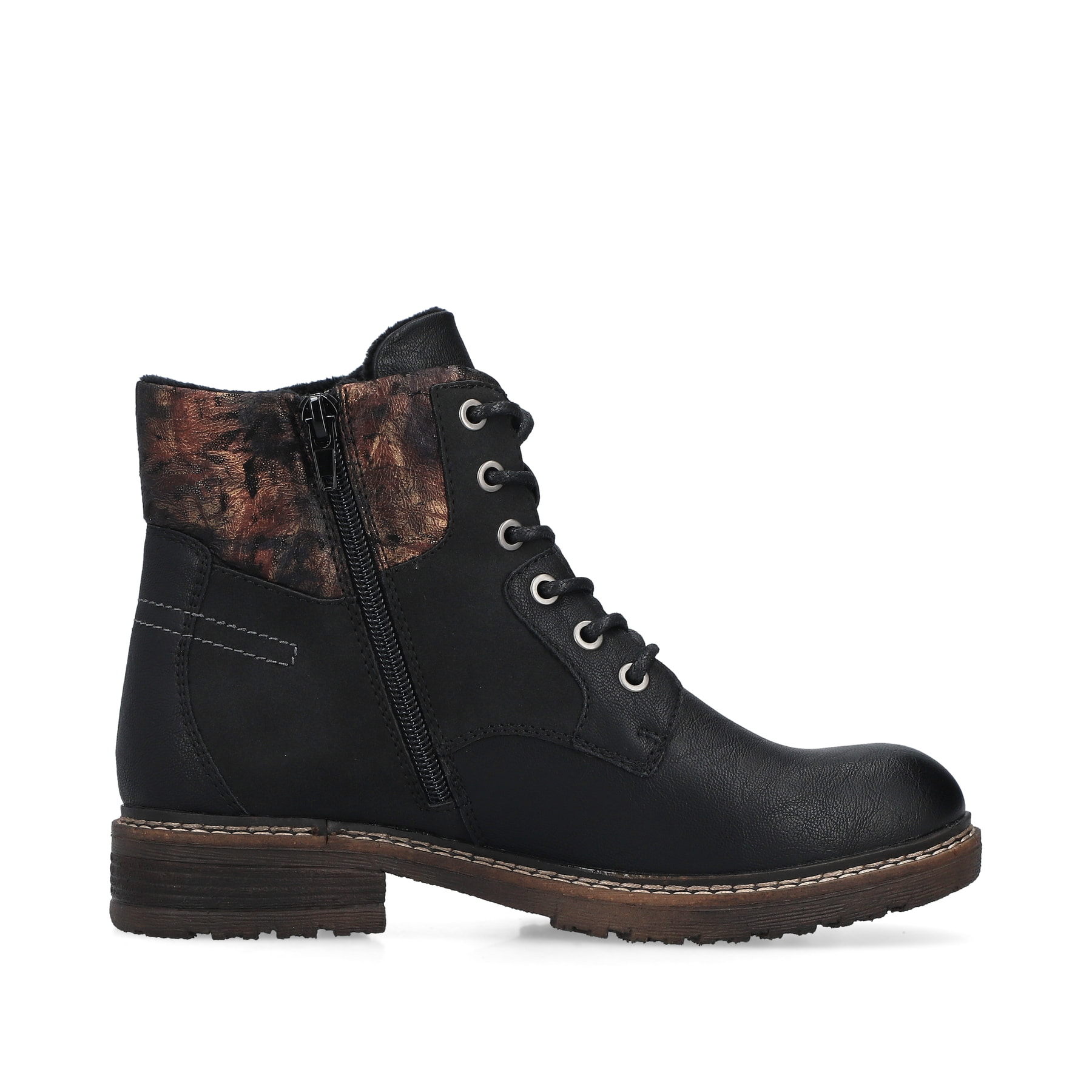 Schwarze Rieker Damen Schnürstiefel 94712-00 mit wasserabweisender TEX-Membran. Schuh Innenseite.