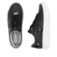 Schwarze Rieker Damen Sneaker Low W1204-01 mit einer Schnürung. Schuh von oben, liegend.