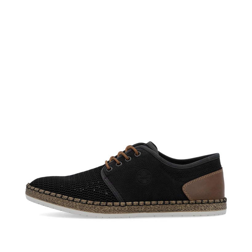 Schwarze Rieker Herren Schnürschuhe B5249-00 mit der Komfortweite G 1/2. Schuh Außenseite.