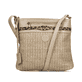 Sac à main Rieker H1519-65 beige avec aspect raphia, fermeture éclair et bandoulière réglable. Devant.