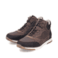 
Nussbraune Rieker Herren Schnürstiefel B2044-25 mit einer robusten Profilsohle. Schuhpaar schräg.