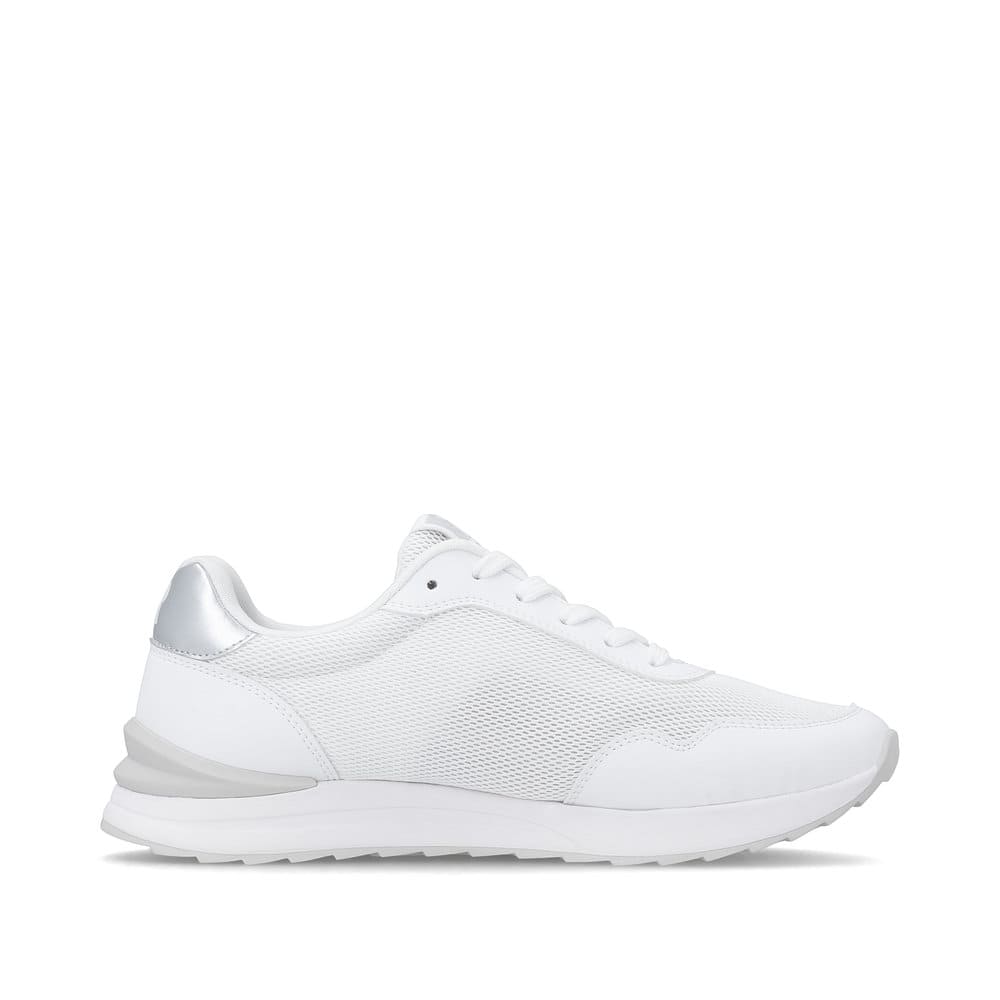 Weiße Rieker Damen Sneaker Low W2404-82 mit Schnürung sowie ultraleichter Sohle. Schuh Innenseite.