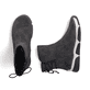 Dunkelgraue Rieker Damen Kurzstiefel 45990-45 mit einem Reißverschluss. Schuh von oben, liegend.