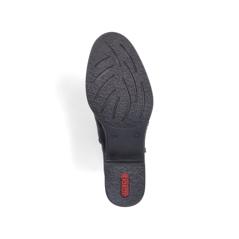 Urbanschwarze Rieker Damen Stiefeletten 73460-00 mit einem Reißverschluss. Schuh Laufsohle.