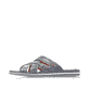 Blaue Rieker Herren Pantoletten 21599-14 mit Komfortweite G sowie leichter Sohle. Schuh Außenseite.