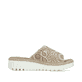 Beige Rieker Damen Pantoletten V1395-62 mit einem Klettverschluss. Schuh Innenseite.