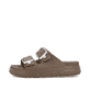 Braune Rieker Damen Pantoletten P2180-24 mit Schnallen sowie ultraleichter Sohle. Schuh Außenseite.