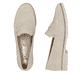 Beige Rieker Damen Loafer 45300-62 mit Gummizug sowie schmaler Passform E 1/2. Schuh von oben, liegend.
