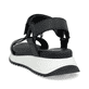 Schwarze Rieker Damen Trekkingsandalen W2951-00 mit einem Klettverschluss. Schuh von hinten.