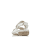 Weiße Rieker Damen Riemchensandalen V7272-80 mit einem Klettverschluss. Schuh von hinten.