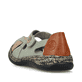 Grüne Rieker Ballerinas 46368-52 mit einem Klettverschluss. Schuh von hinten.