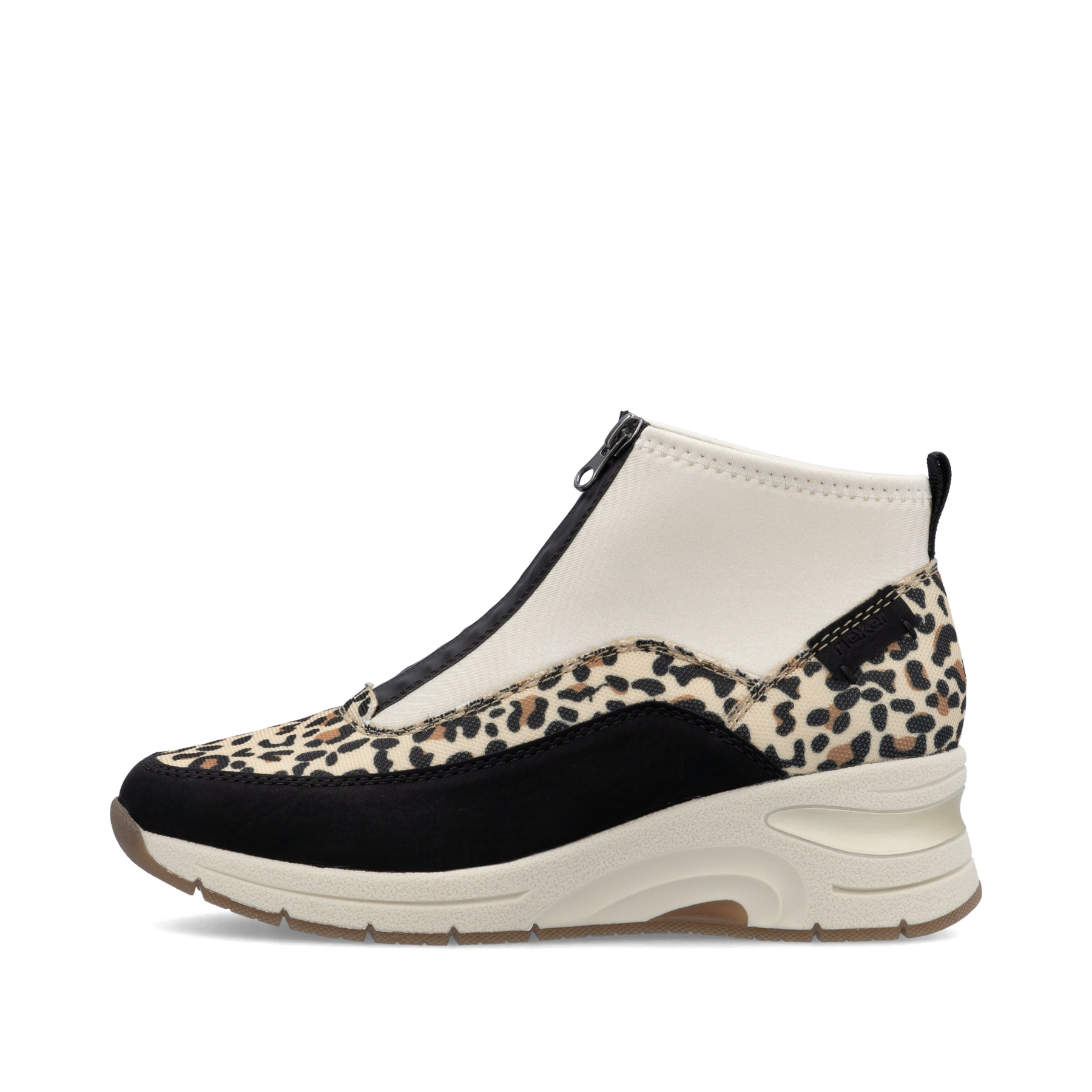 Mehrfarbige Rieker Damen Sneaker High N9362-90 mit einem Reißverschluss. Schuh Außenseite.