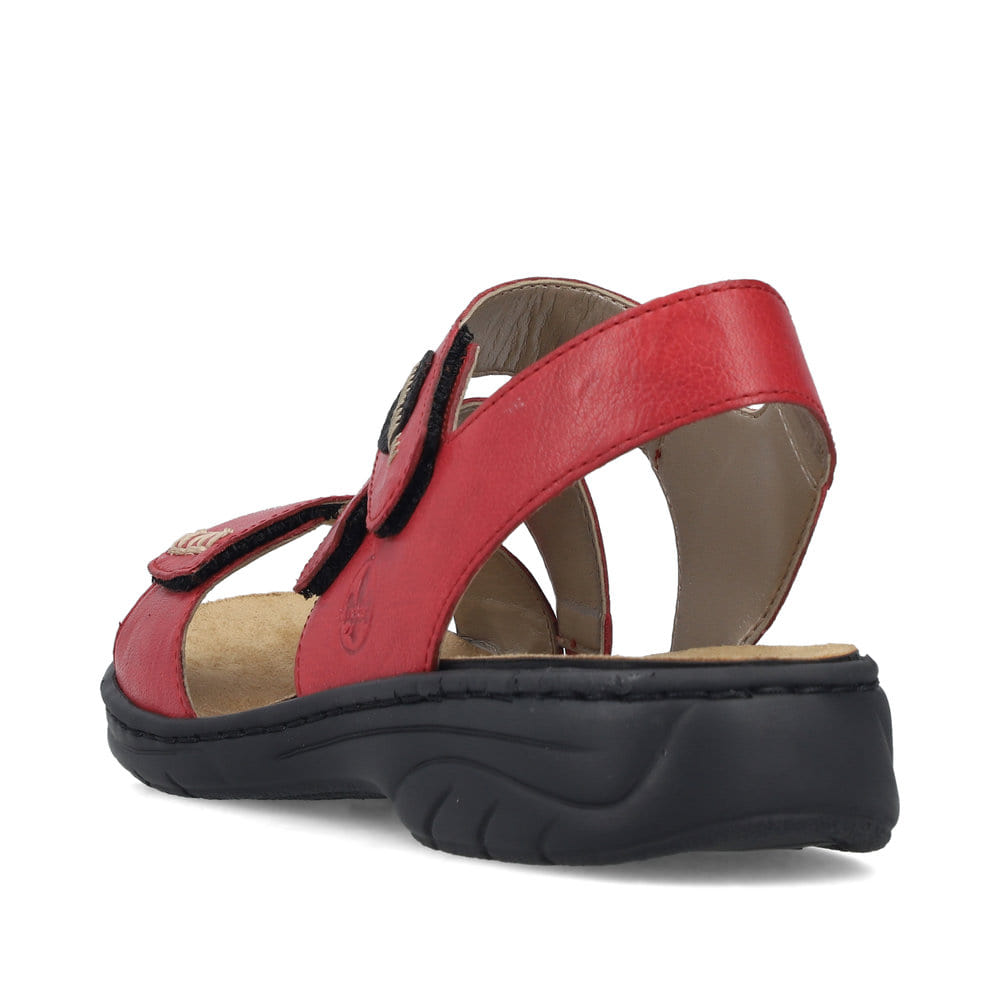 Rote Rieker Damen Riemchensandalen 64573-33 aus Glattleder. Schuh von hinten.
