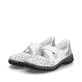 Ballerines Rieker blanches pour femme 46352-80 en cuir lisse. Chaussures inclinées sur le côté.