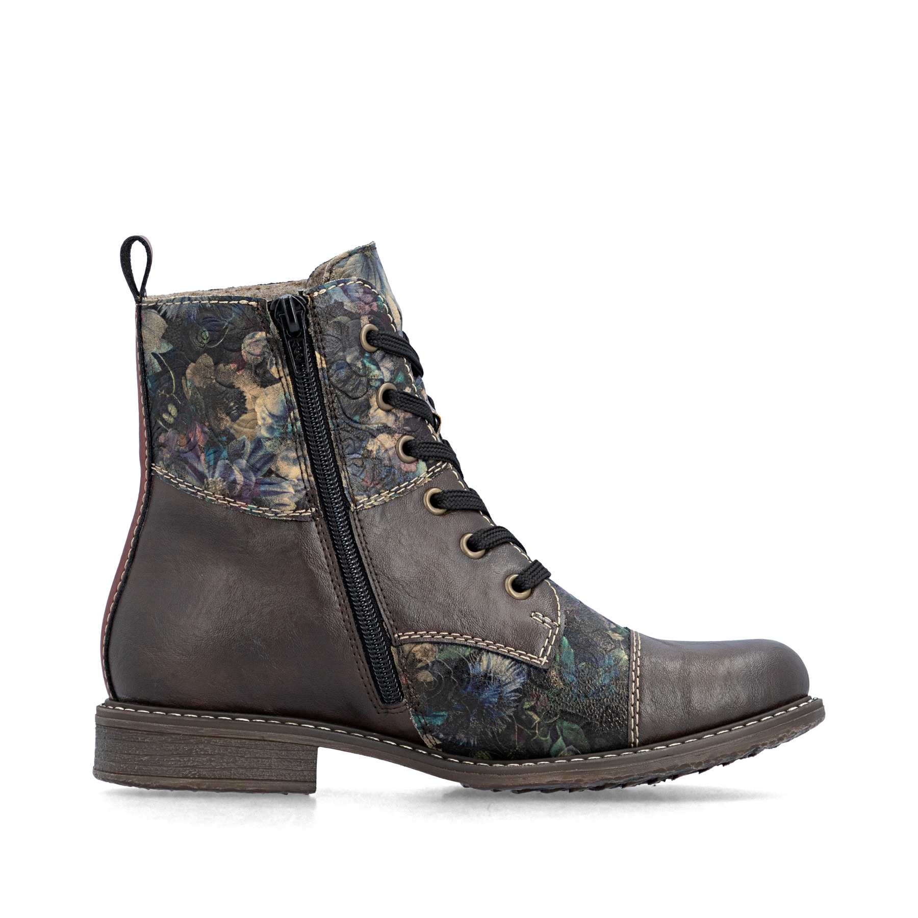 Braune Rieker Damen Schnürstiefel 74800-25 mit wasserabweisender TEX-Membran. Schuh Innenseite.