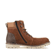 Nougatbraune Rieker Herren Schnürstiefel F3613-22 mit einer robusten Profilsohle. Schuh Innenseite