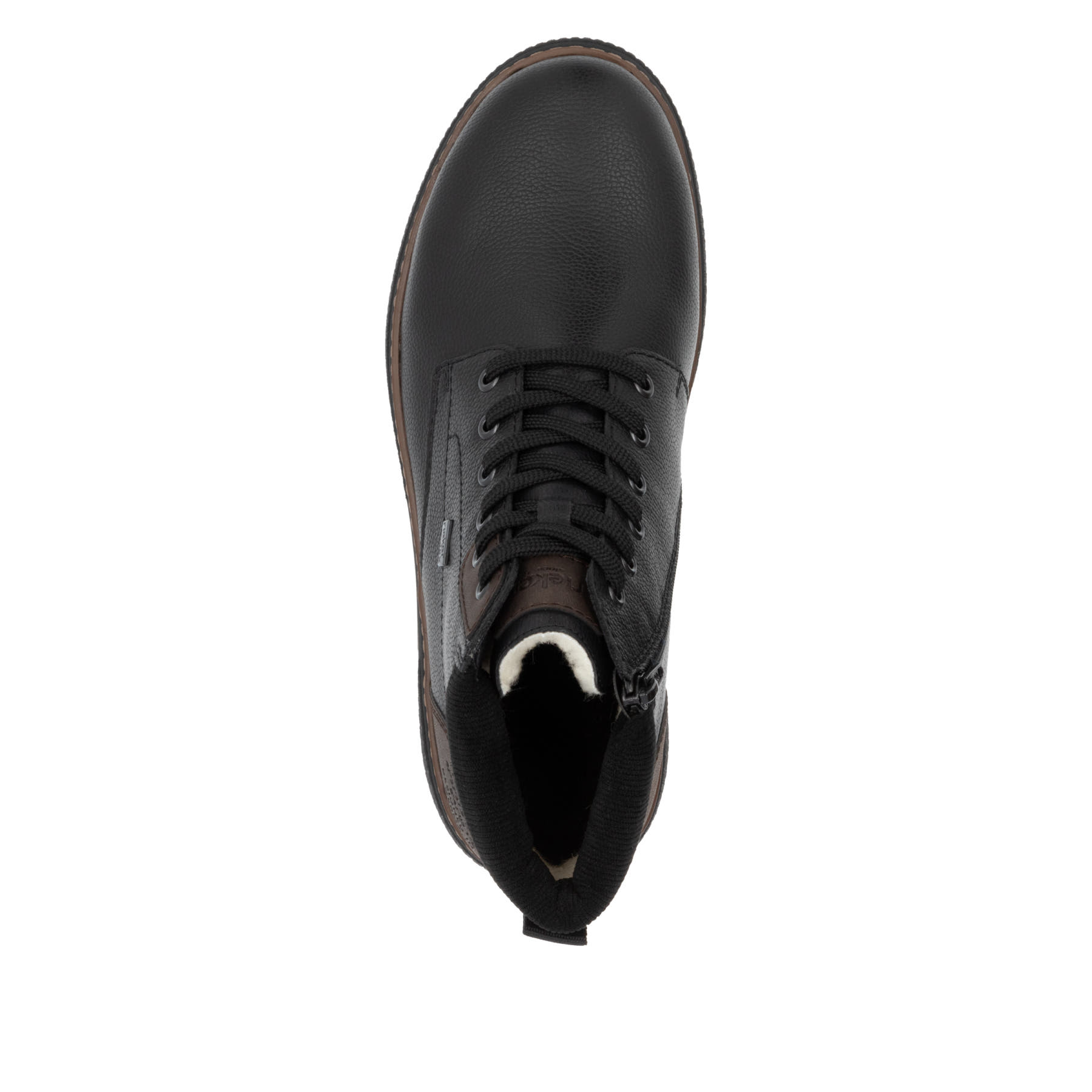 Schwarze Rieker Herren Schnürstiefel B3343-00 aus Glattleder. Schuh von oben.