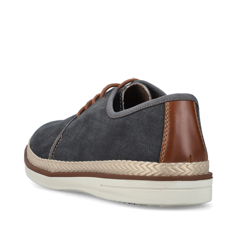 Graue Rieker Herren Schnürschuhe B2310-45 mit der Komfortweite G 1/2. Schuh von hinten.