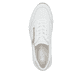 Weiße Rieker Damen Sneaker Low N9501-80 mit Reißverschluss sowie Extraweite H. Schuh von oben.