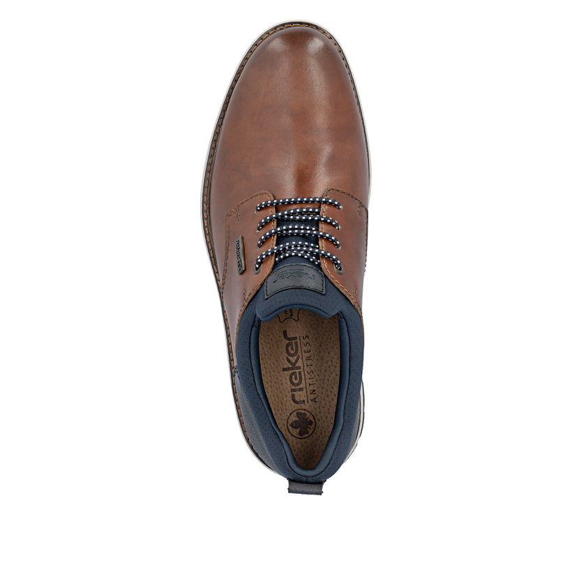 Braune Rieker Herren Slipper 14755-24 aus Glattleder. Schuh von oben.