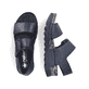 Blaue Rieker Damen Riemchensandalen 64450-14 mit einem Klettverschluss. Schuh von oben, liegend.
