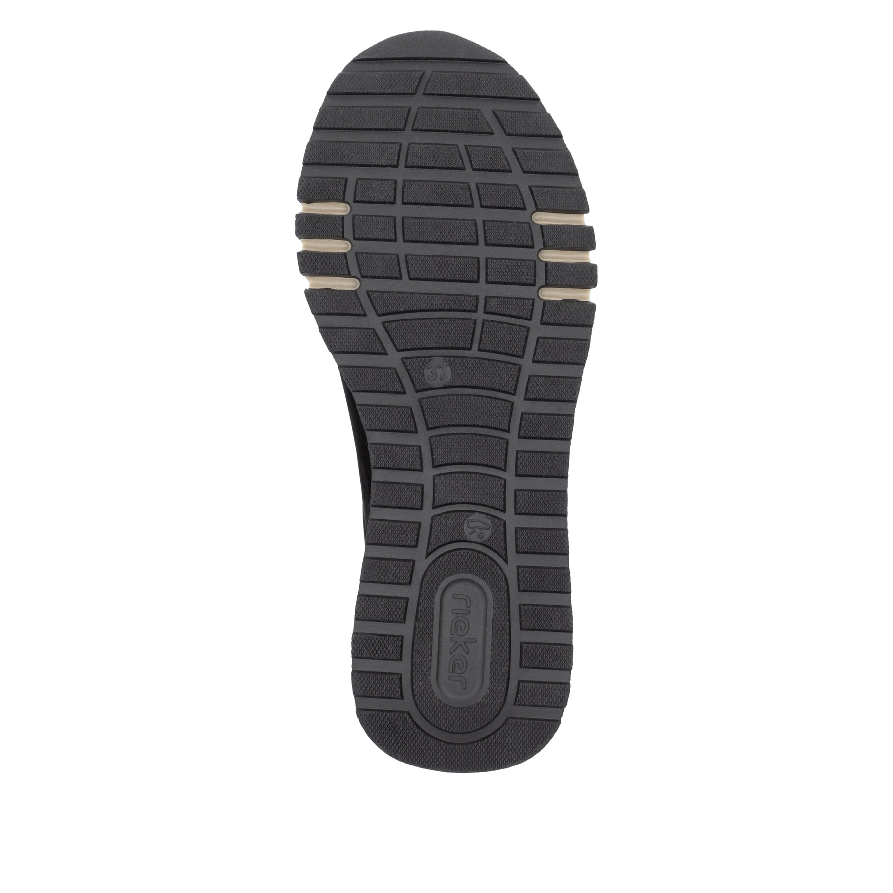 Baskets basses Rieker marron pour femme 49010-25 en cuir suédé. Semelle extérieure de la chaussure.