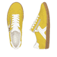 Gelbe Rieker Damen Sneaker Low L9700-68 mit einem Reißverschluss. Schuh von oben, liegend.