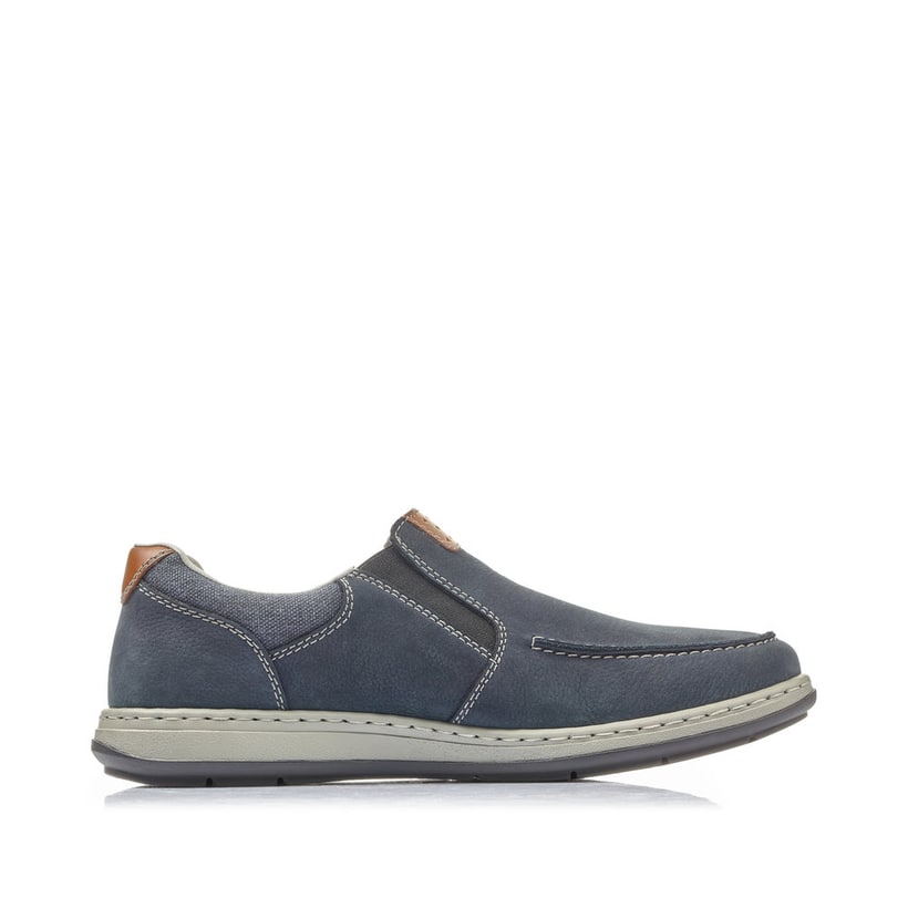 Chaussons Rieker bleus pour homme 17360-15 avec bande élastique. Intérieur de la chaussure.