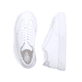 Baskets basses Rieker blanches femme N9910-80 en cuir lisse avec lacets. Chaussure vue de dessus, couchée.