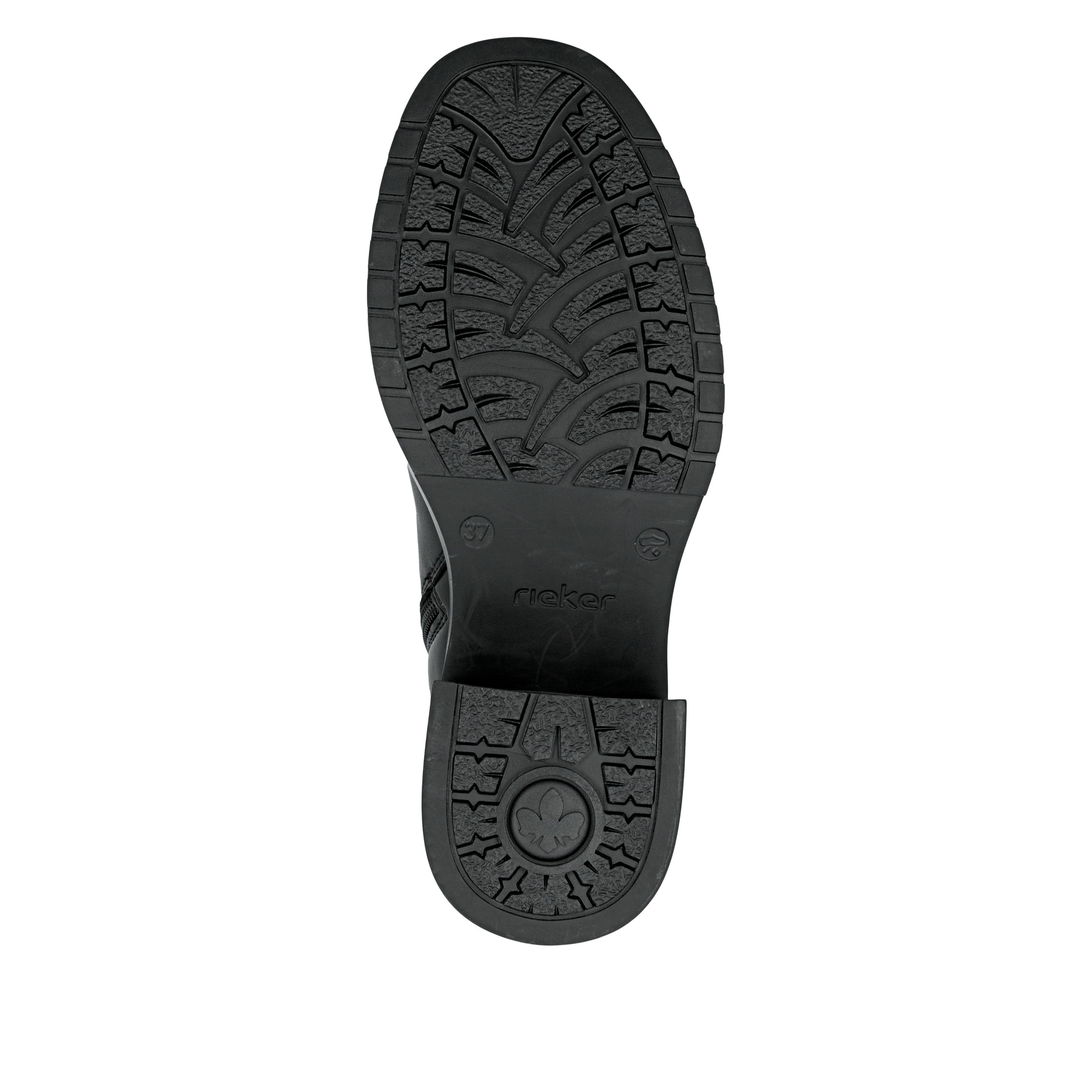 Schwarze Rieker Damen Stiefeletten Y5253-00 aus Glattleder. Schuh Laufsohle.