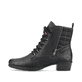 
Tiefschwarze Rieker Damen Stiefeletten Y0700-01 mit Schnürung und Reißverschluss. Schuh Außenseite