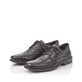Schwarze Rieker Herren Schnürschuhe B0812-00 mit modernen Ziernähten. Schuhpaar seitlich schräg.
