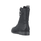 
Asphaltschwarze Rieker Damen Schnürstiefel 70640-00 mit Schnürung und Reißverschluss. Schuh von hinten