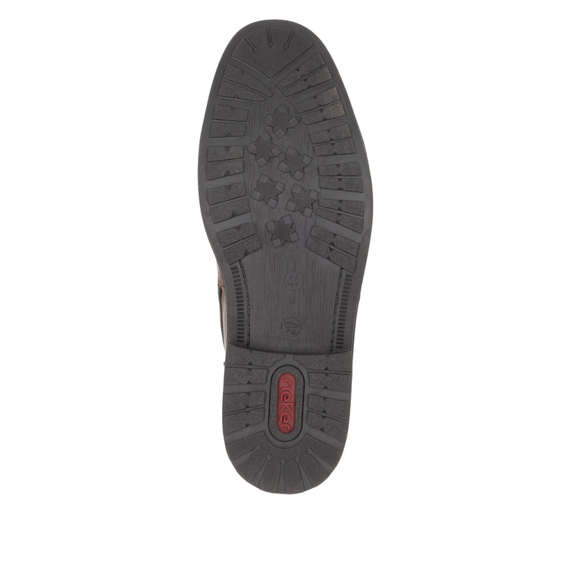 Dunkelbraune Rieker Herren Schnürstiefel 33200-27 mit einem Reißverschluss. Schuh Laufsohle.