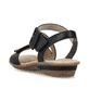 Schwarze Rieker Riemchensandaletten 63460-00 mit trendigen Schnalle. Schuh von hinten.