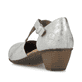 Silberne Rieker Pumps 41781-40 mit Schnalle sowie einer extra weichen Decksohle. Schuh von hinten.