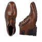 Braune Rieker Herren Schnürstiefel F1340-24 aus Glattleder mit Reißverschluss. Schuh von oben, liegend.