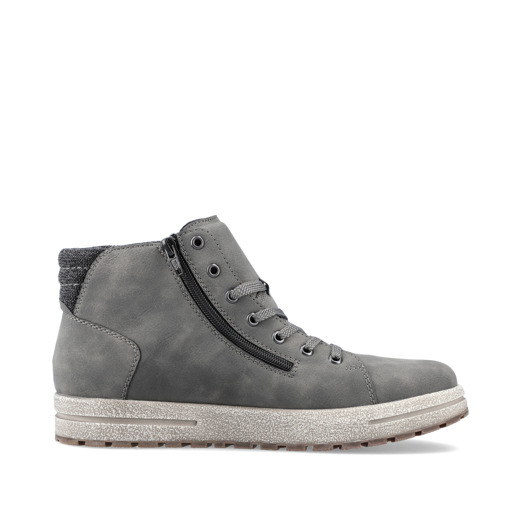 Mondgraue Rieker Herren Schnürstiefel 30721-45 mit Schnürung und Reißverschluss. Schuh Innenseite
