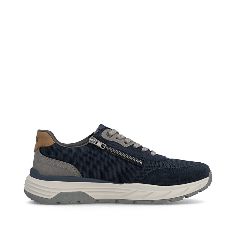 Blaugraue Rieker Herren Sneaker Low 06100-15 mit einem Reißverschluss. Schuh Innenseite.