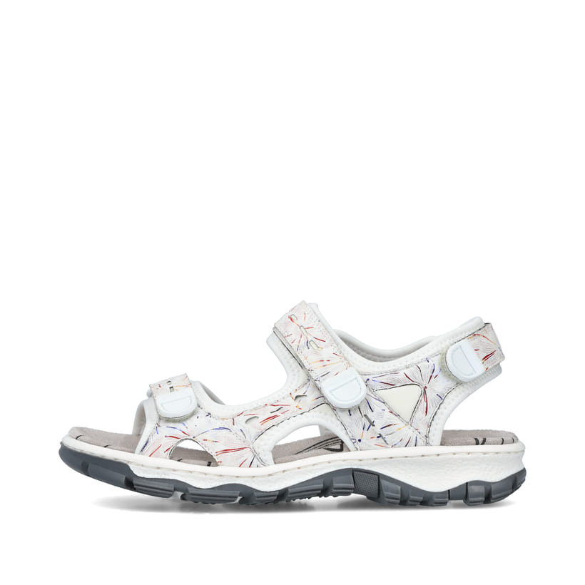 Mehrfarbige Rieker Damen Trekkingsandalen 68872-90 mit einem Klettverschluss. Schuh Außenseite.