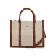 Sac à main Rieker H1013-60 beige avec aspect raphia et fermeture éclair. Devant.
