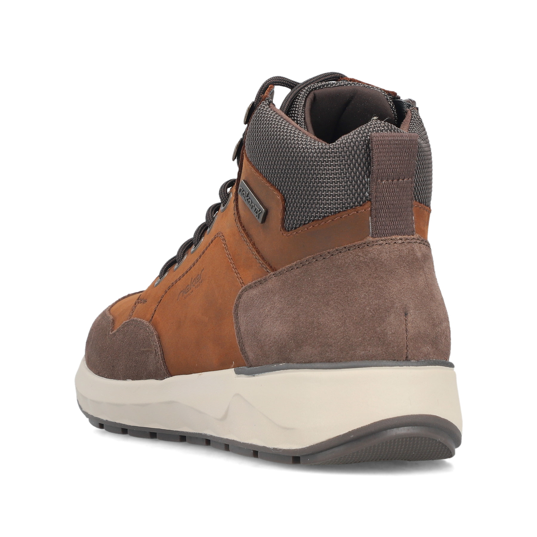 Braune Rieker Herren Schnürstiefel 11530-24 aus Rauleder. Schuh von hinten.