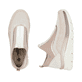 Rosane vegane Rieker Damen Sneaker High 48053-31 mit einem Reißverschluss. Schuh von oben, liegend.