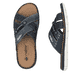 Blaue Rieker Herren Pantoletten 25199-14 mit der Komfortweite G 1/2. Schuh von oben, liegend.