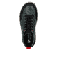 Grünschwarze Rieker Damen Kurzstiefel L0306-54 aus Glattleder mit rundem Logo. Schuh von oben.