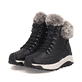 Schwarze Rieker Damen Schnürstiefel W0063-00 aus Glattleder. Schuhpaar seitlich schräg.