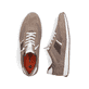 Beige Rieker Herren Slipper 11960-64 mit einem Gummizug sowie der Komfortweite G. Schuh von oben, liegend.