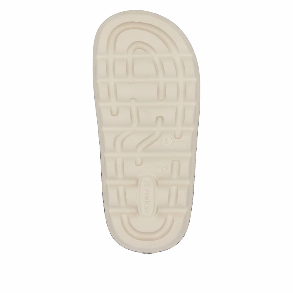 Mehrfarbige Rieker Damen Pantoletten P2450-90 mit einem Schnallen. Schuh Laufsohle.