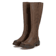 Braune Rieker Damen Hochschaftstiefel 72656-22 mit einem Reißverschluss. Schuhpaar seitlich schräg.