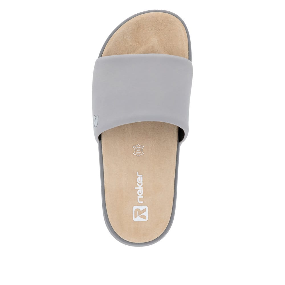 Graue Rieker Herren Pantoletten U3250-40 mit ultraleichter und dämpfender Sohle. Schuh von oben.